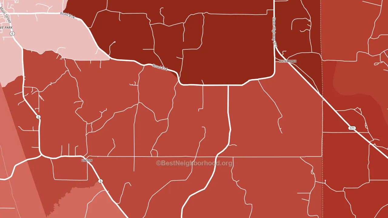 Richmond, MS block-group political-lean map