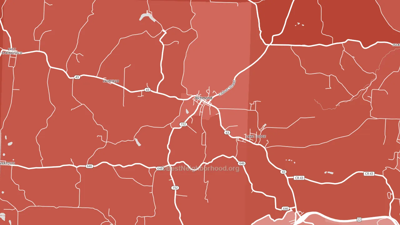 Richmond, OH block-group political-lean map