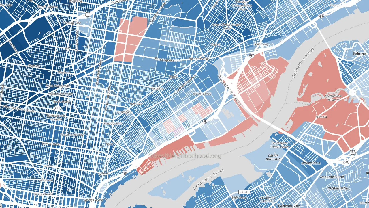 Richmond, Philadelphia, PA block-group political-lean map