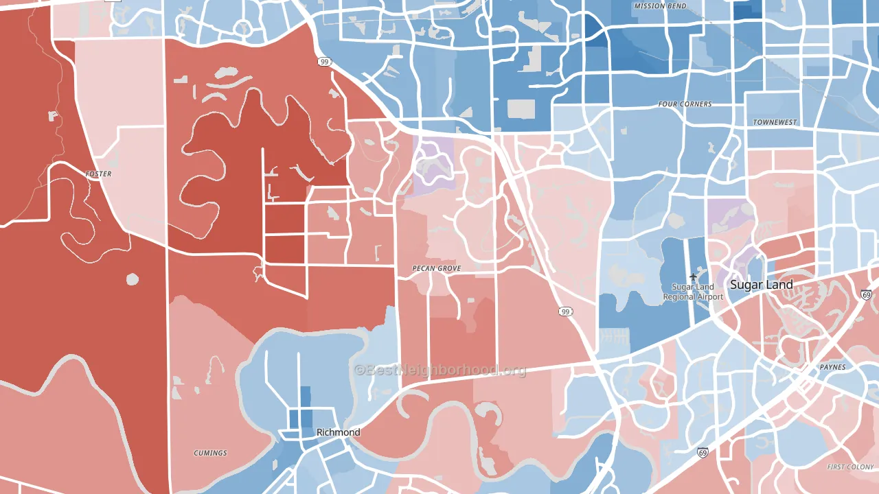 Richmond, TX block-group political-lean map