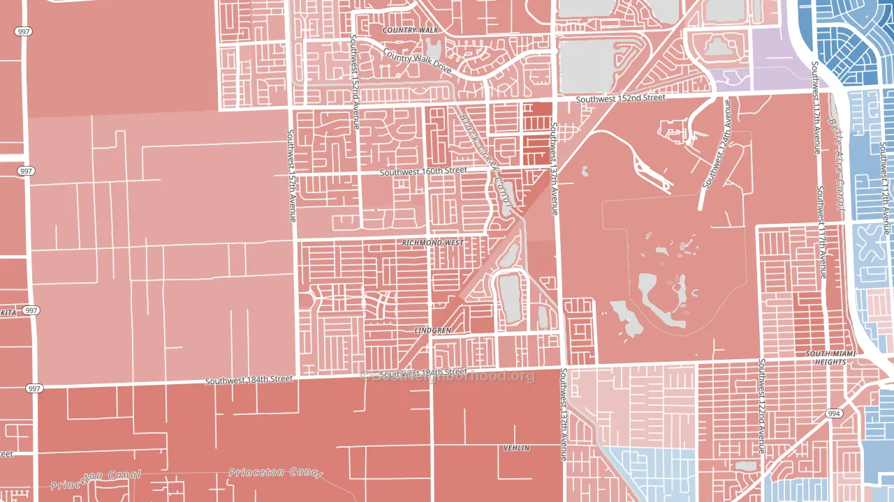 Richmond West, FL block-group political-lean map