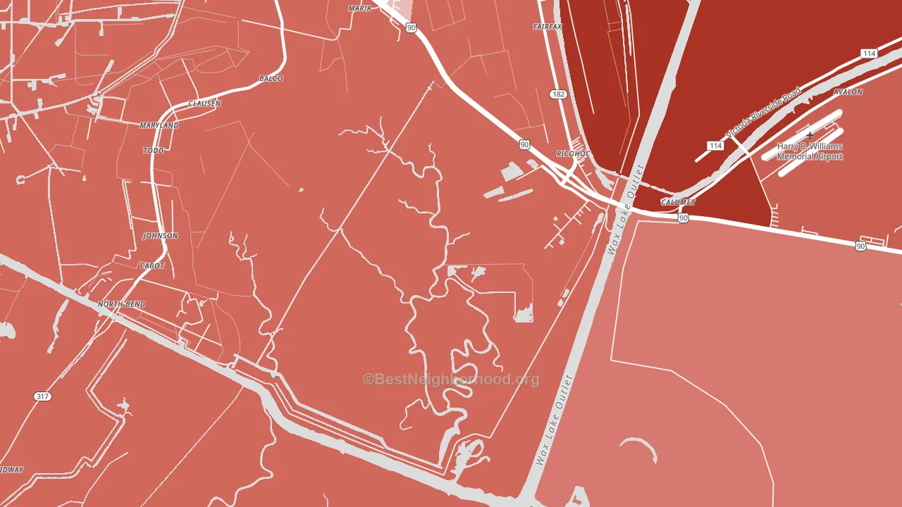 Richohoc, LA block-group political-lean map