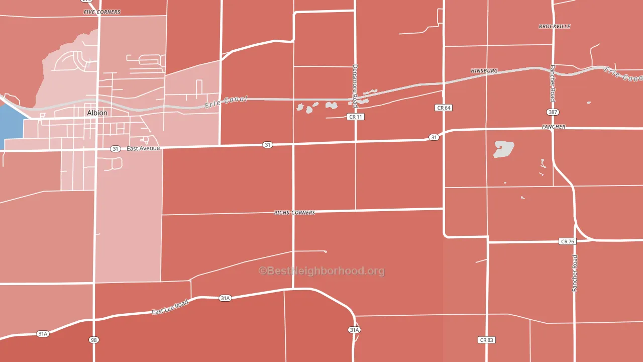 Richs Corners, NY block-group political-lean map