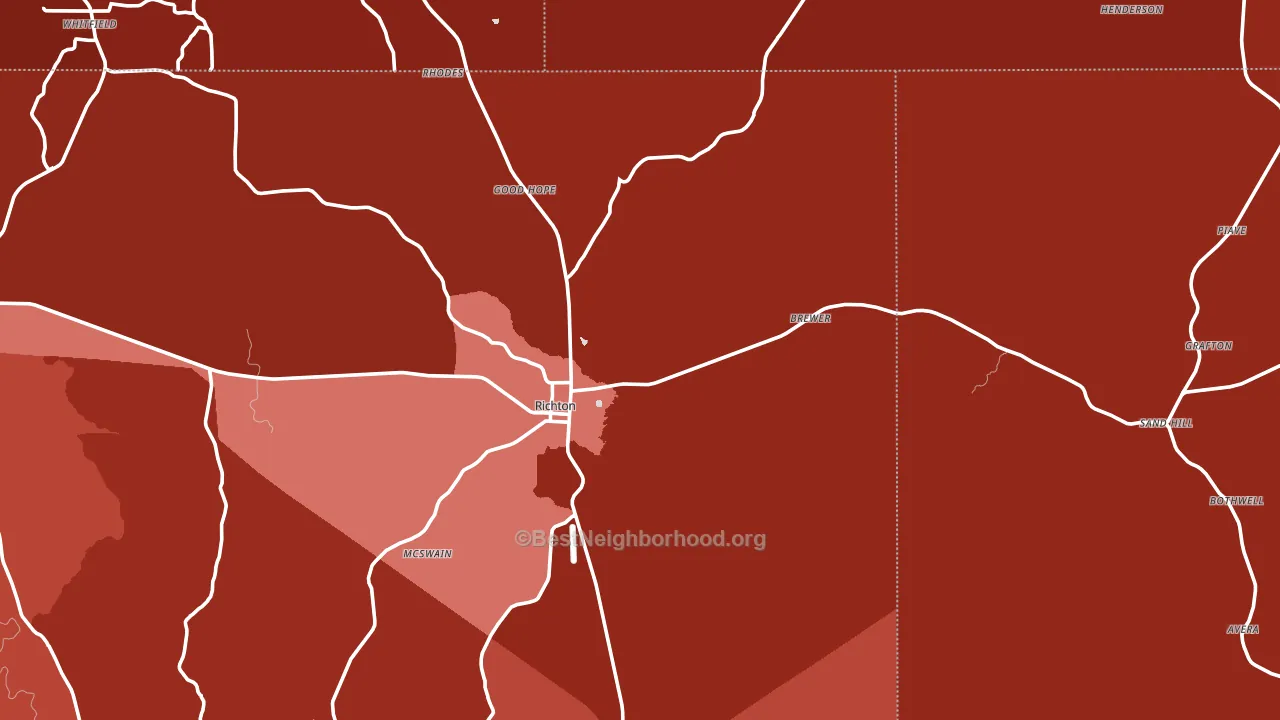 Richton, MS block-group political-lean map