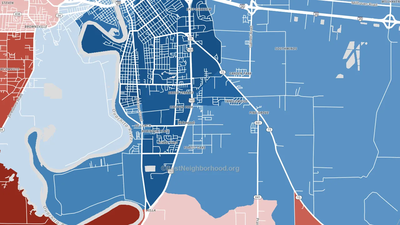 Richwood, LA block-group political-lean map