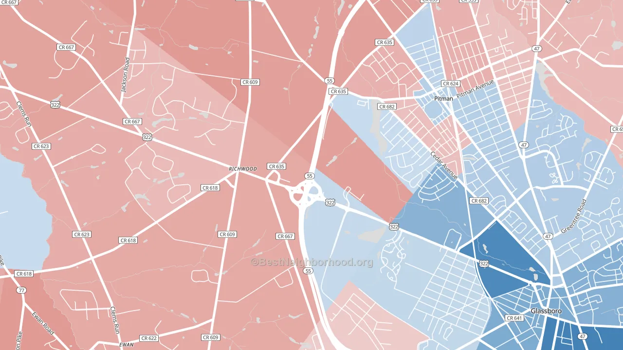 Richwood, NJ block-group political-lean map