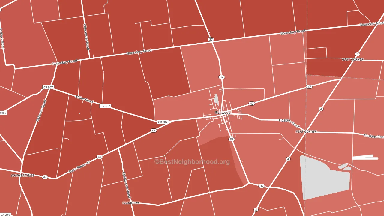 Richwood, OH block-group political-lean map