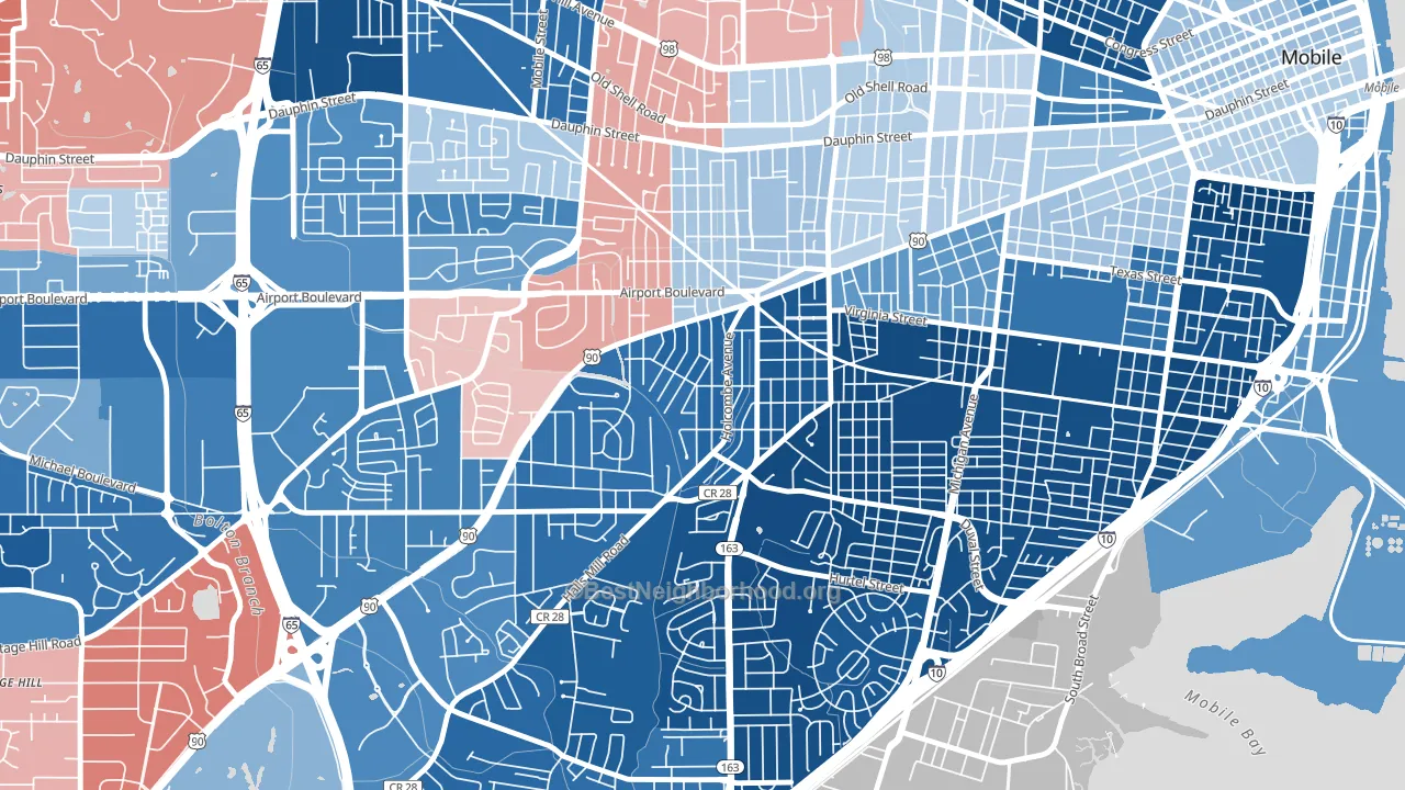 Rickarby, Mobile, AL block-group political-lean map