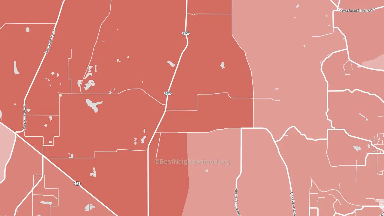Rickreall, OR block-group political-lean map