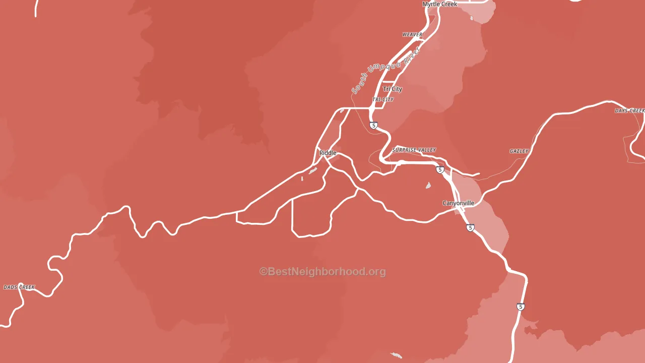 Riddle, OR block-group political-lean map