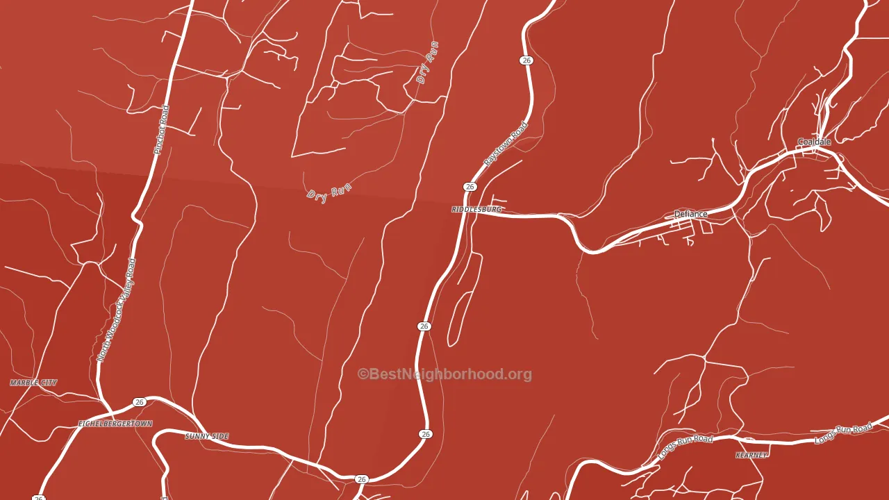 Riddlesburg, PA block-group political-lean map