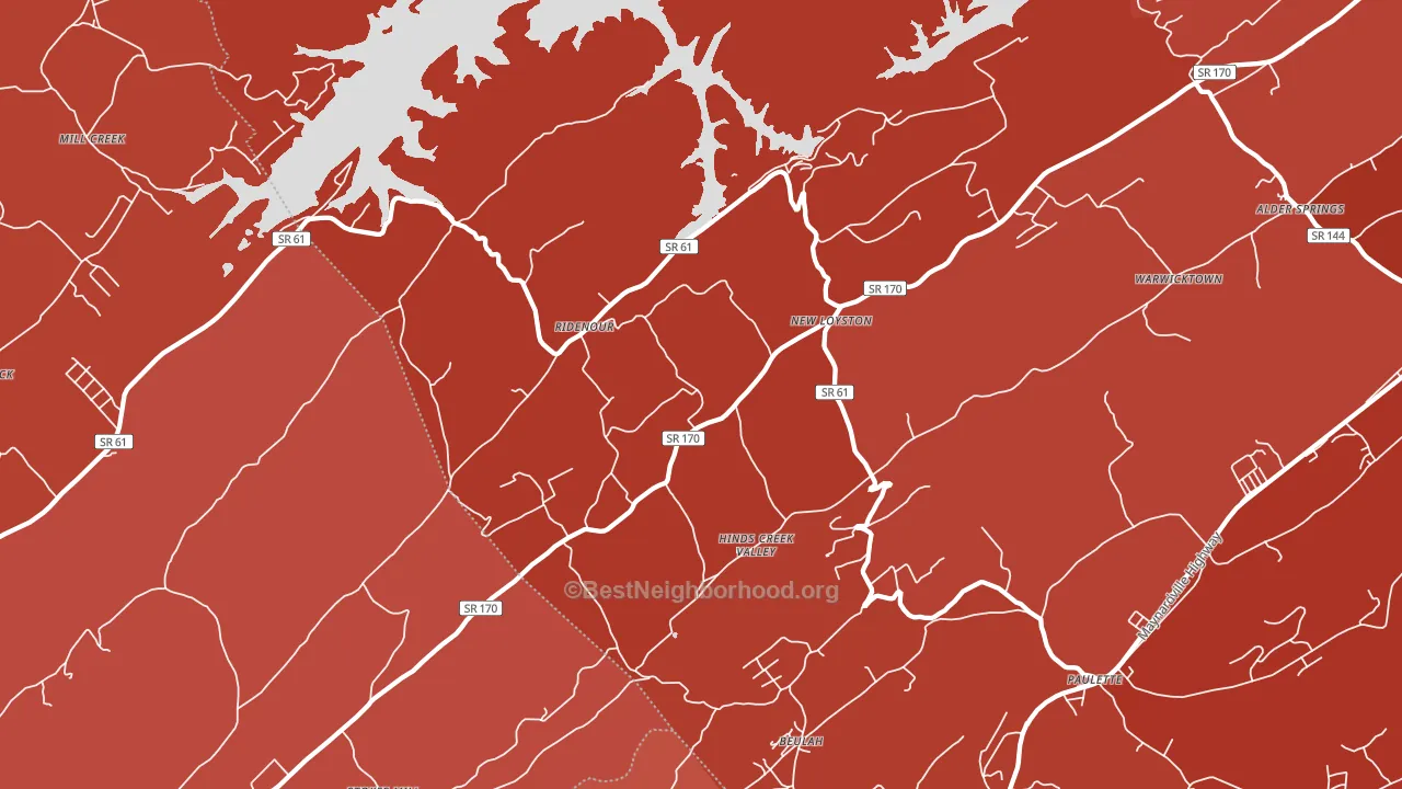 Ridenour, TN block-group political-lean map