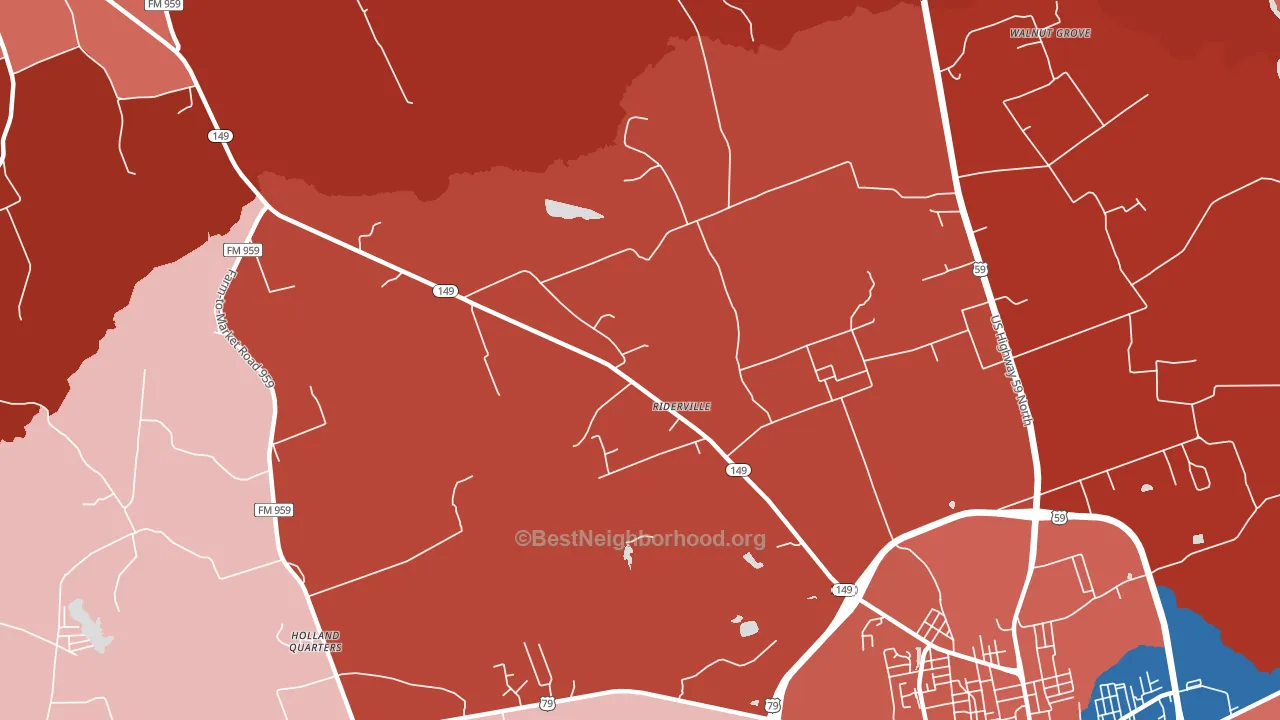 Riderville, TX block-group political-lean map