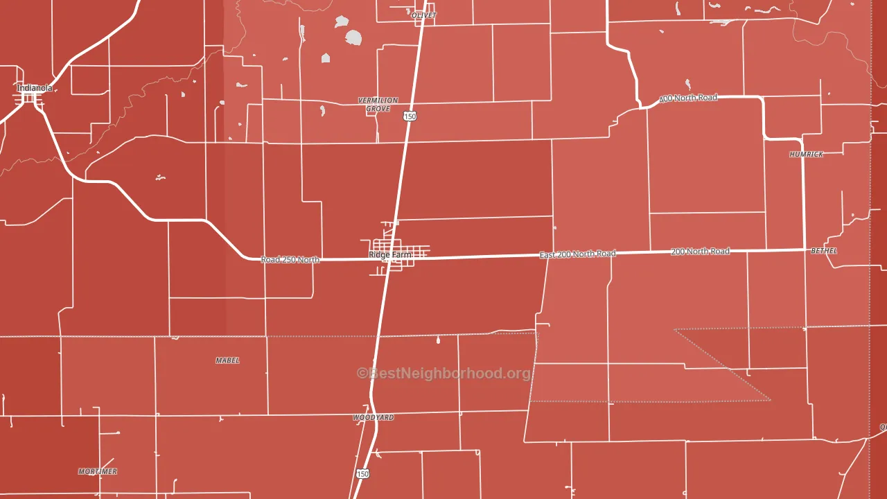 Ridge Farm, IL block-group political-lean map