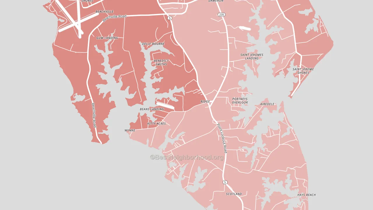 Ridge, MD block-group political-lean map