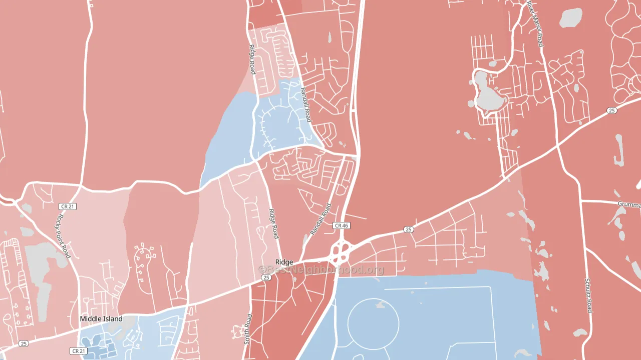 Ridge, NY block-group political-lean map