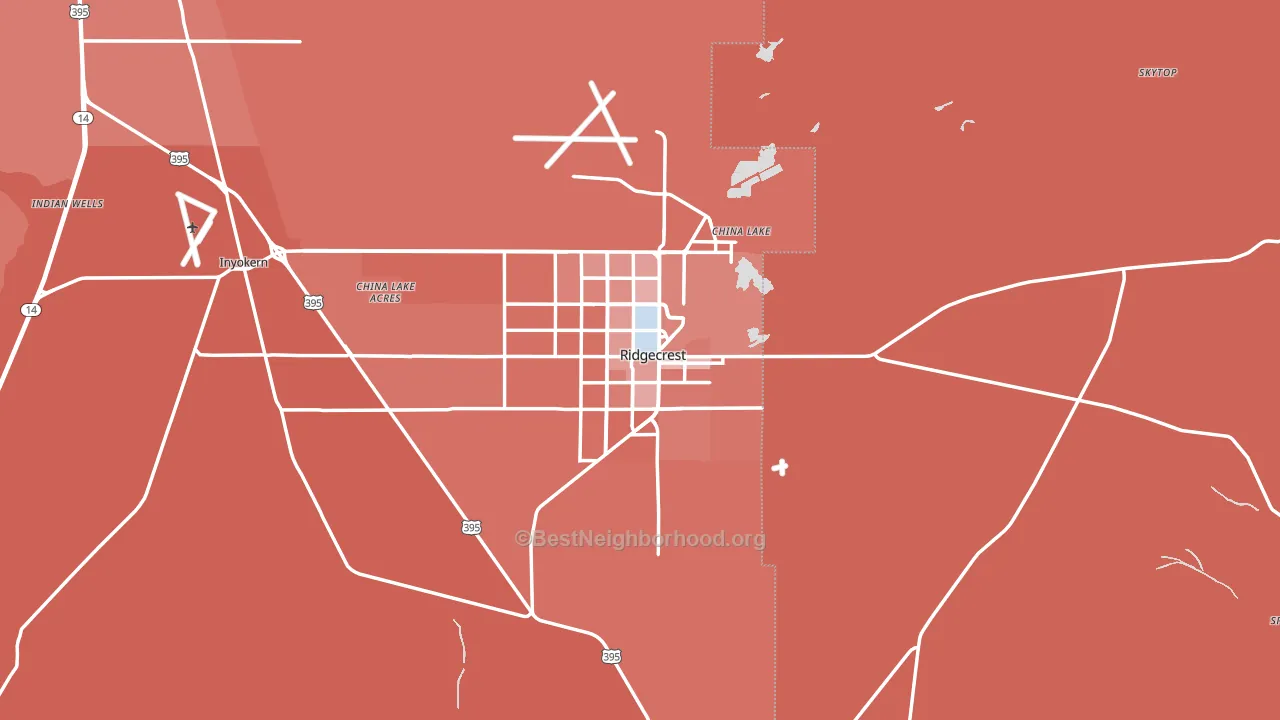 Ridgecrest, CA block-group political-lean map