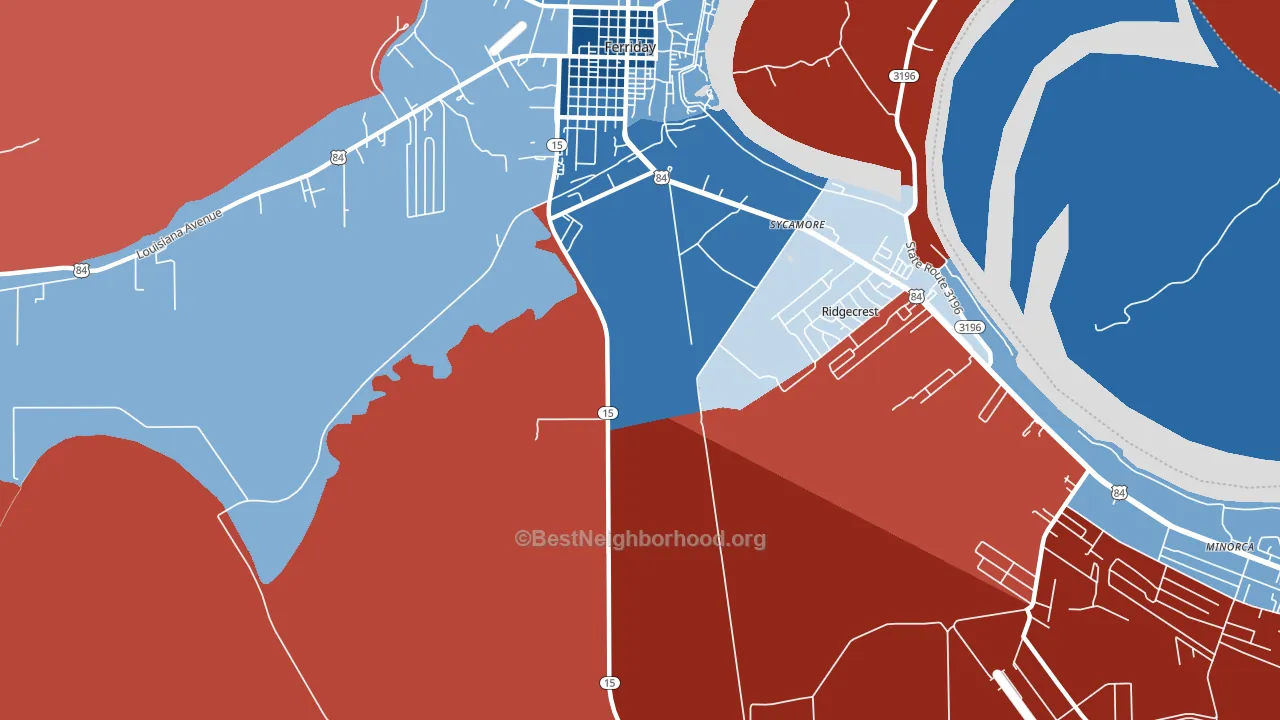 Ridgecrest, LA block-group political-lean map