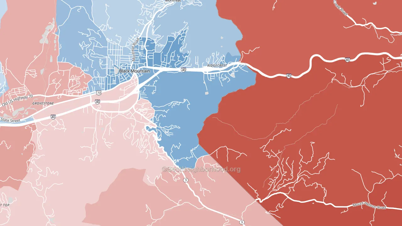 Ridgecrest, NC block-group political-lean map