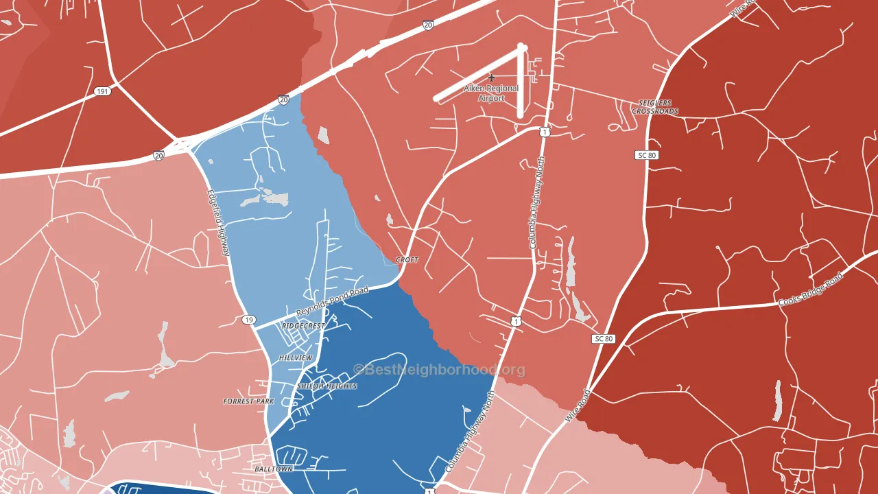 Ridgecrest, SC block-group political-lean map