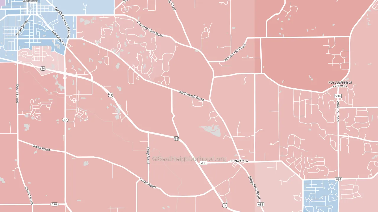 Ridgefield, IL block-group political-lean map