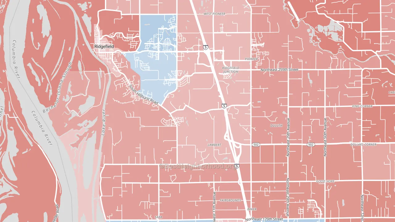 Ridgefield, WA block-group political-lean map