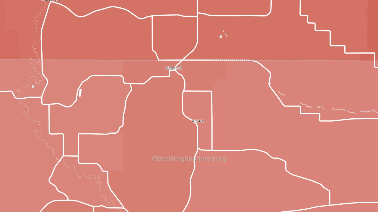 Ridgeland, WI block-group political-lean map