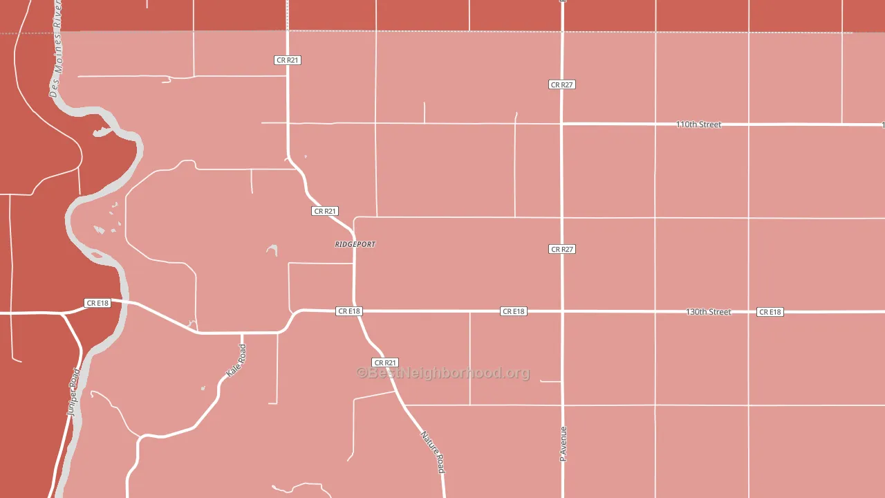Ridgeport, IA block-group political-lean map