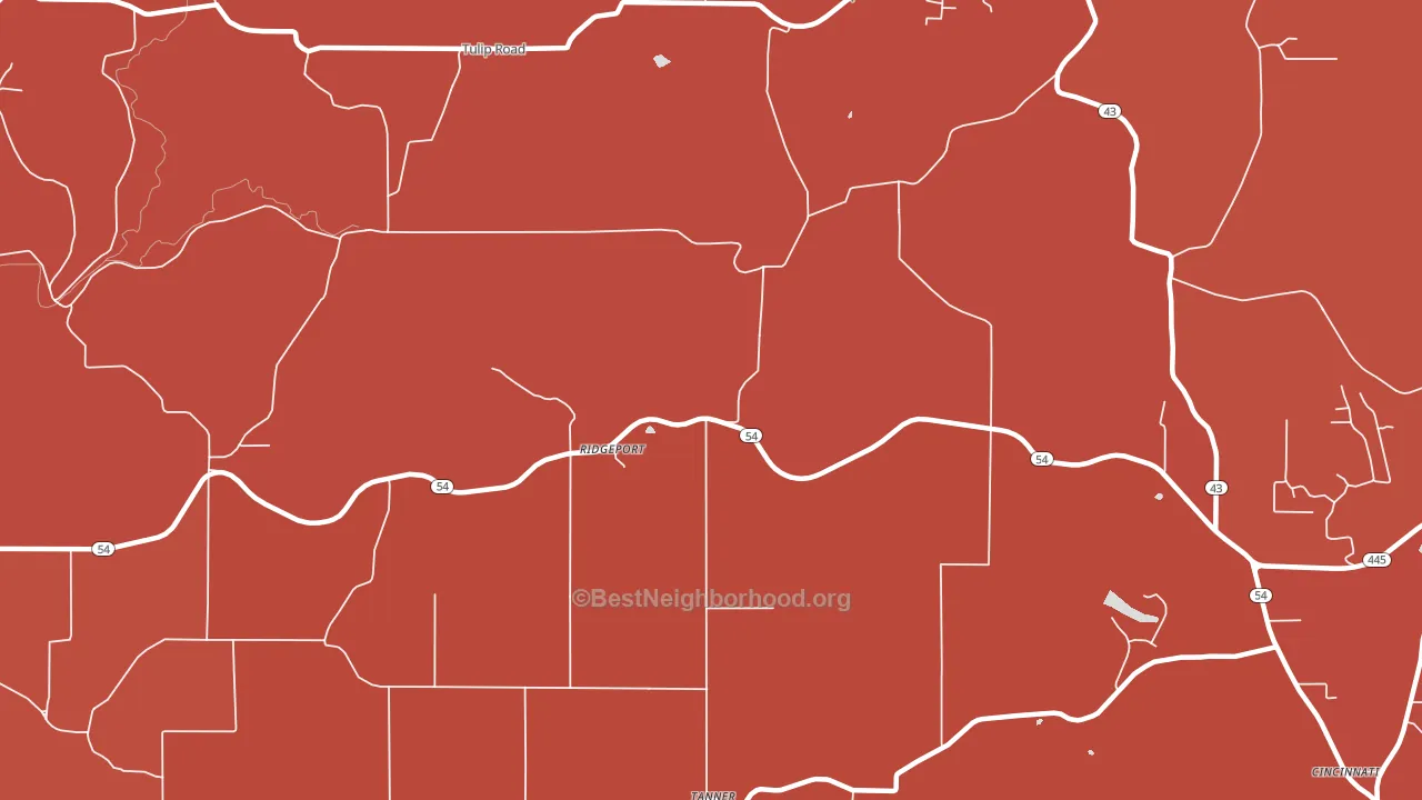 Ridgeport, IN block-group political-lean map