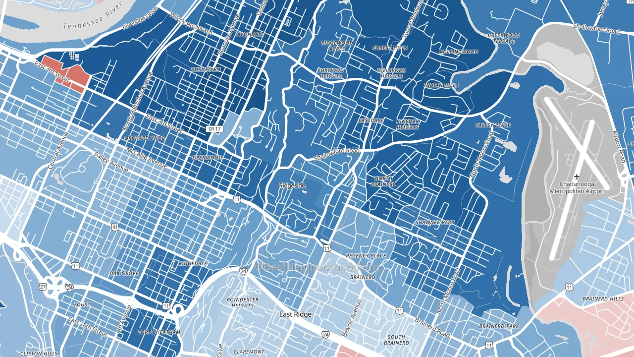 Ridgeside, TN block-group political-lean map