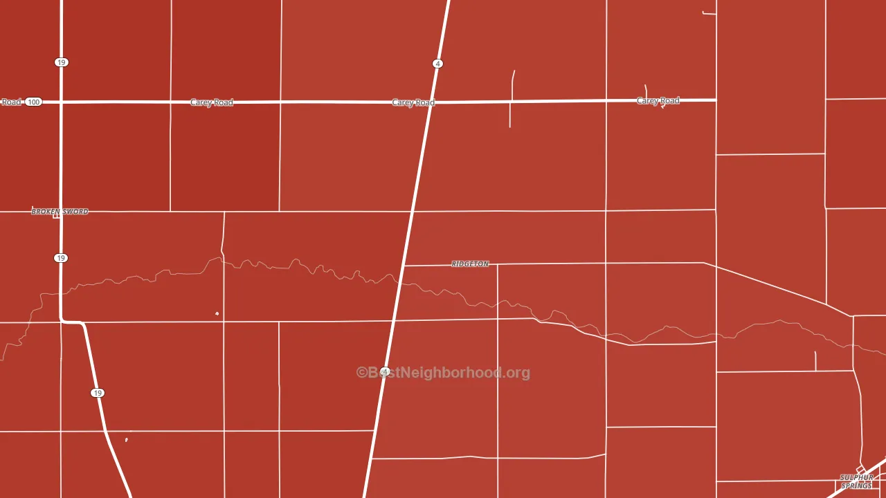 Ridgeton, OH block-group political-lean map