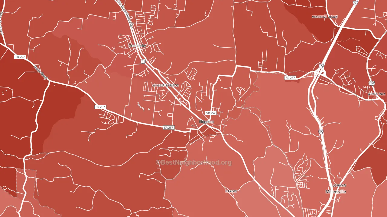 Ridgetop, TN block-group political-lean map