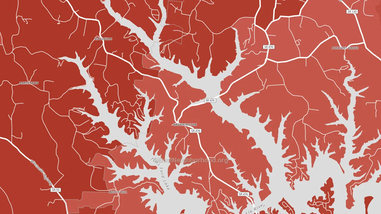Ridgeville, TN block-group political-lean map