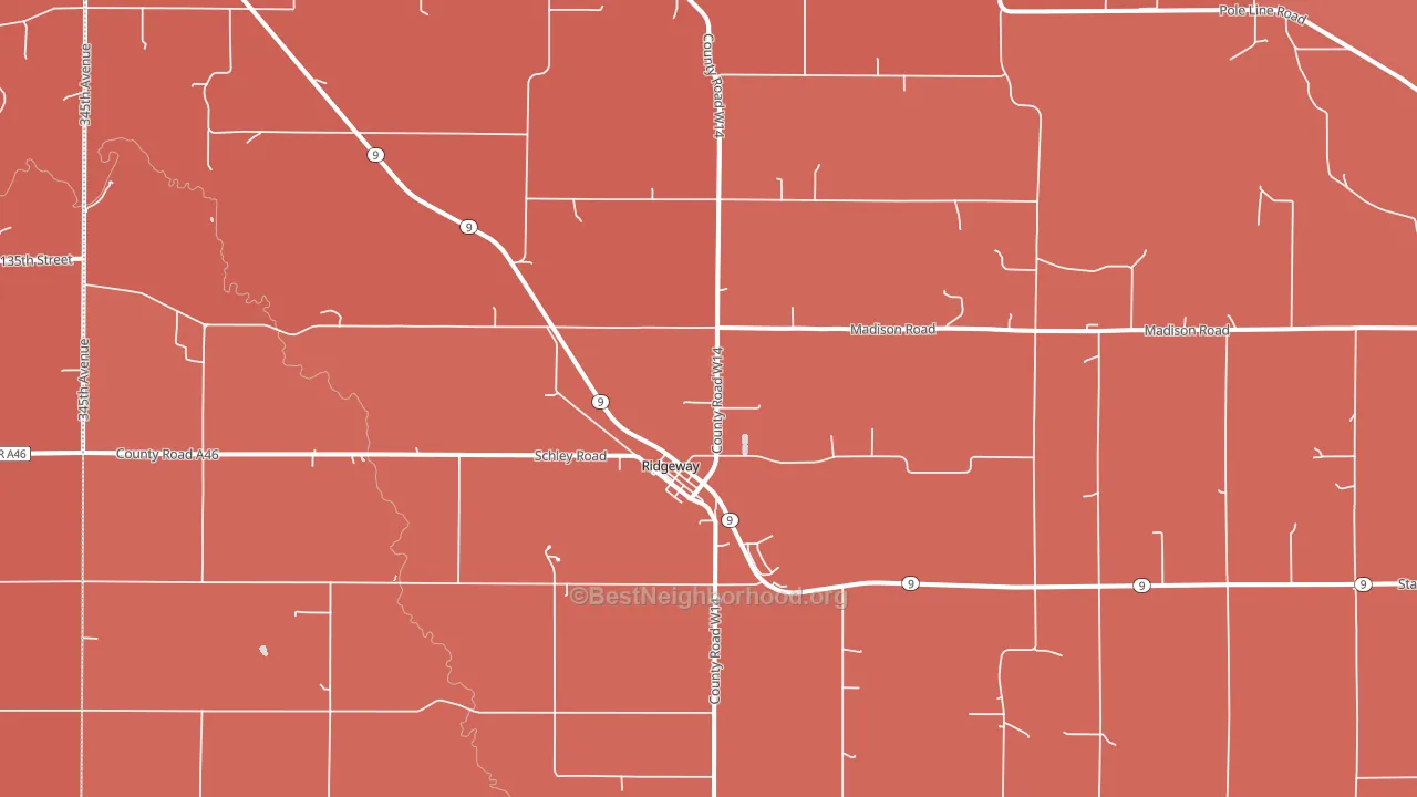 Ridgeway, IA block-group political-lean map
