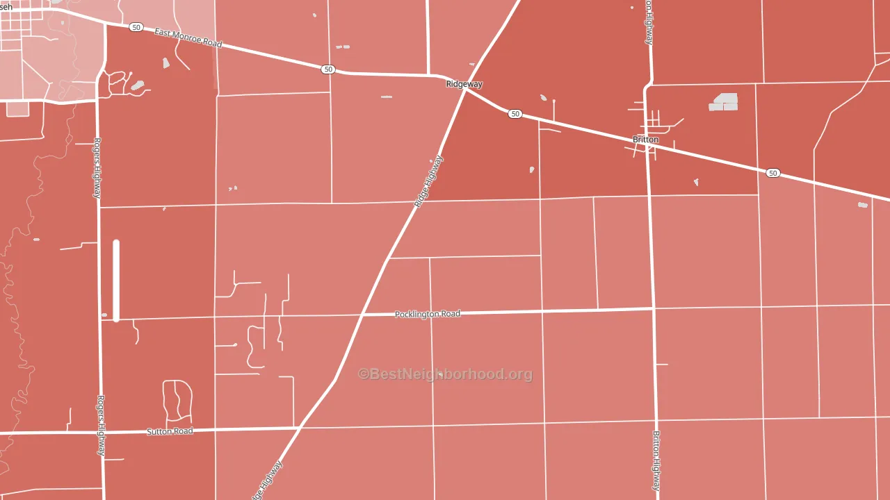Ridgeway, MI block-group political-lean map