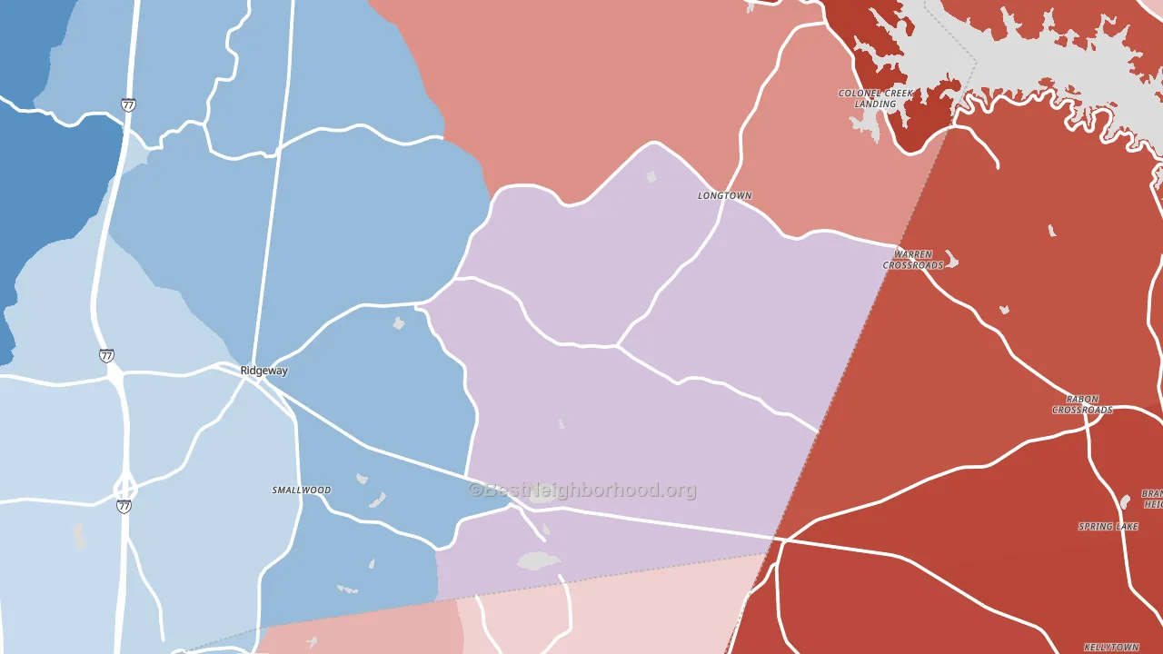 Ridgeway, SC block-group political-lean map