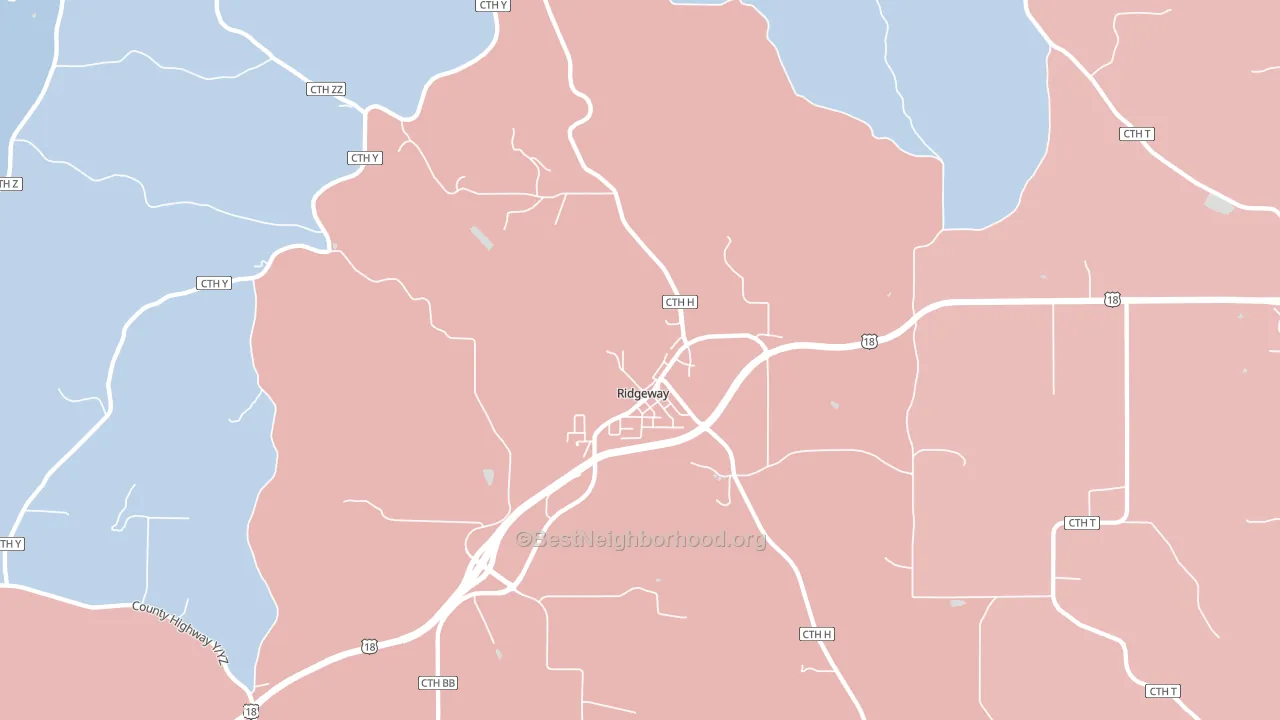 Ridgeway, WI block-group political-lean map
