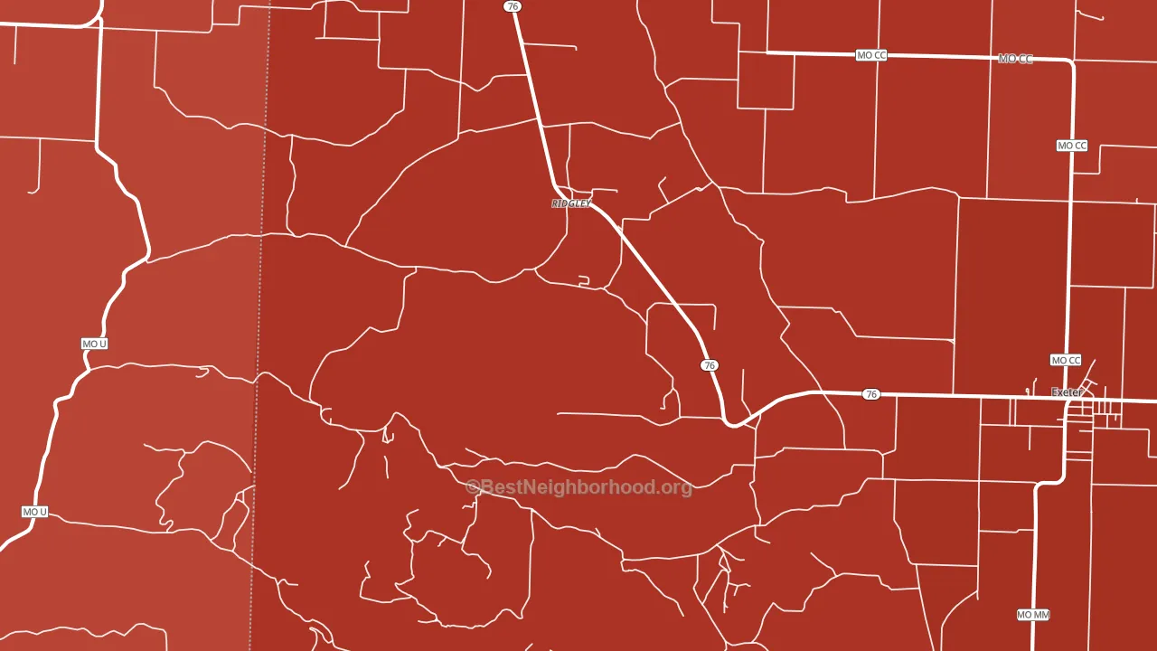 Ridgley, MO block-group political-lean map