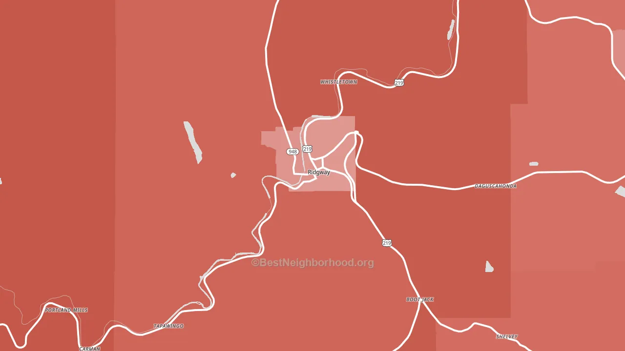 Ridgway, PA block-group political-lean map