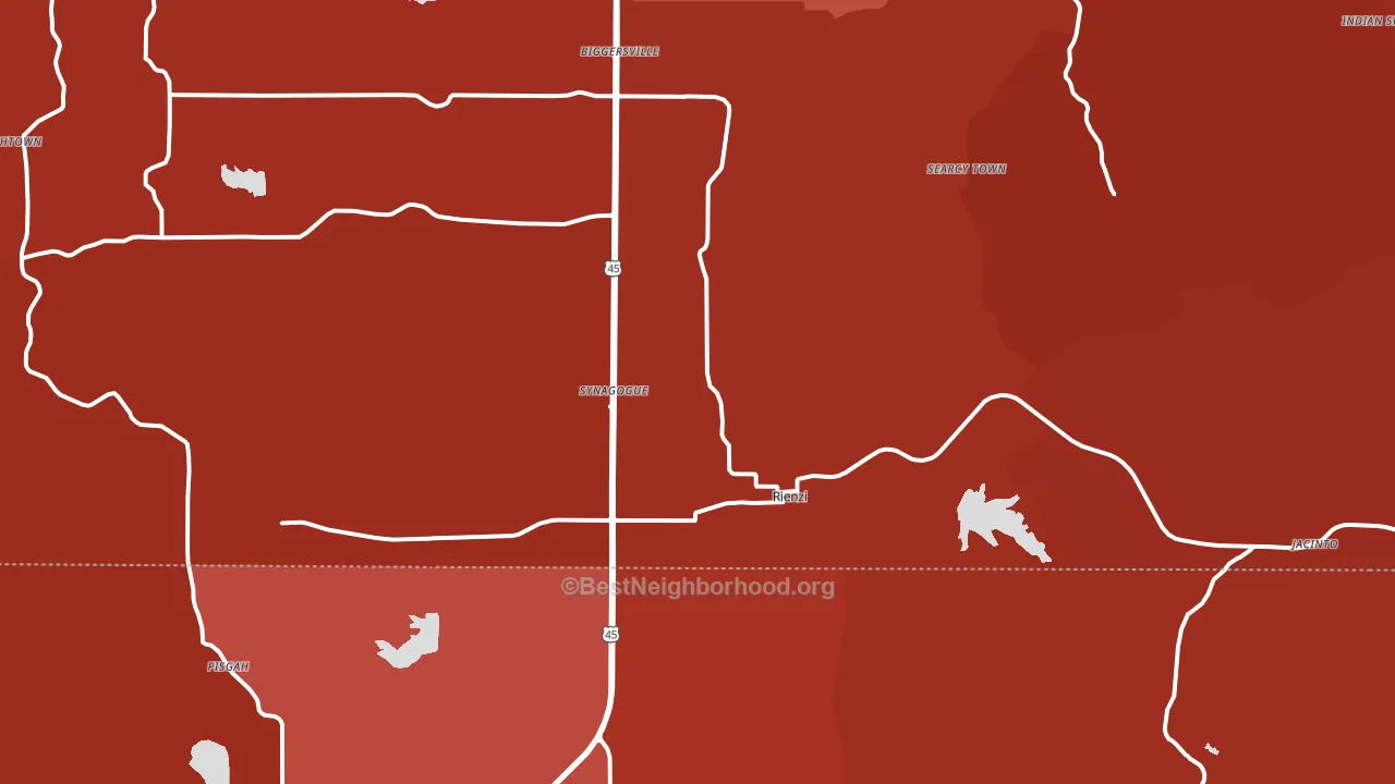 Rienzi, MS block-group political-lean map