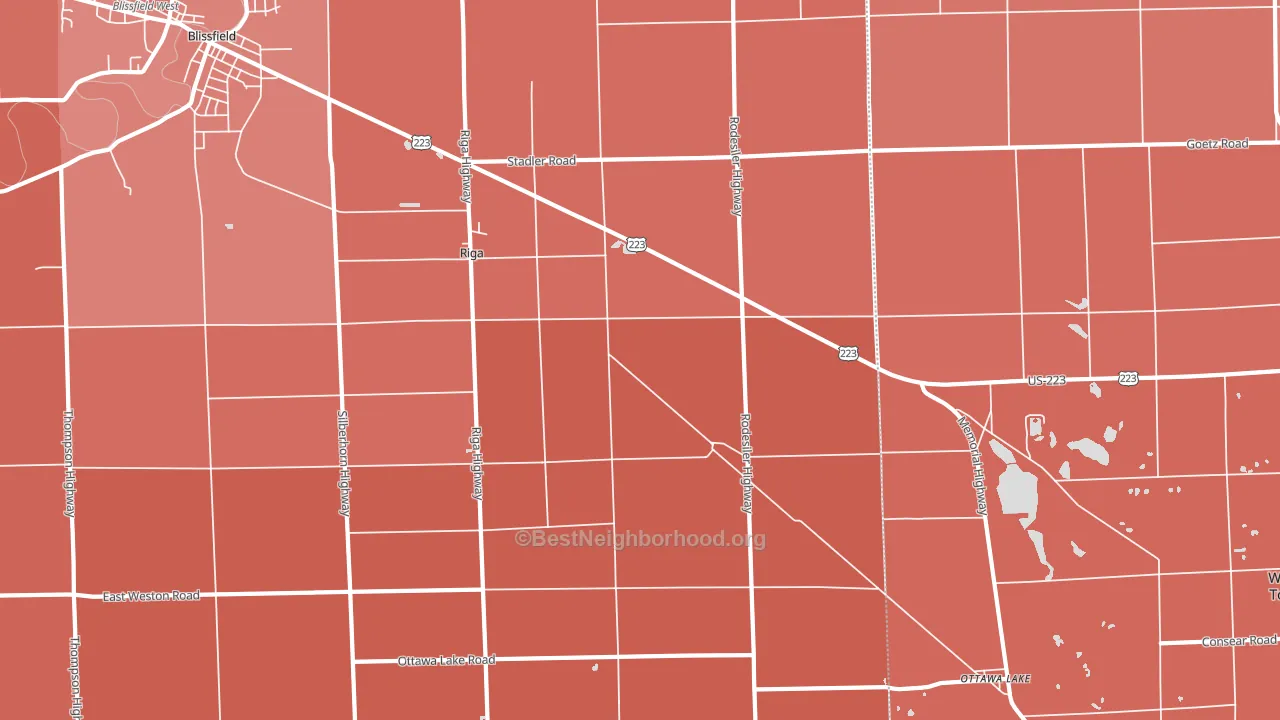 Riga, MI block-group political-lean map