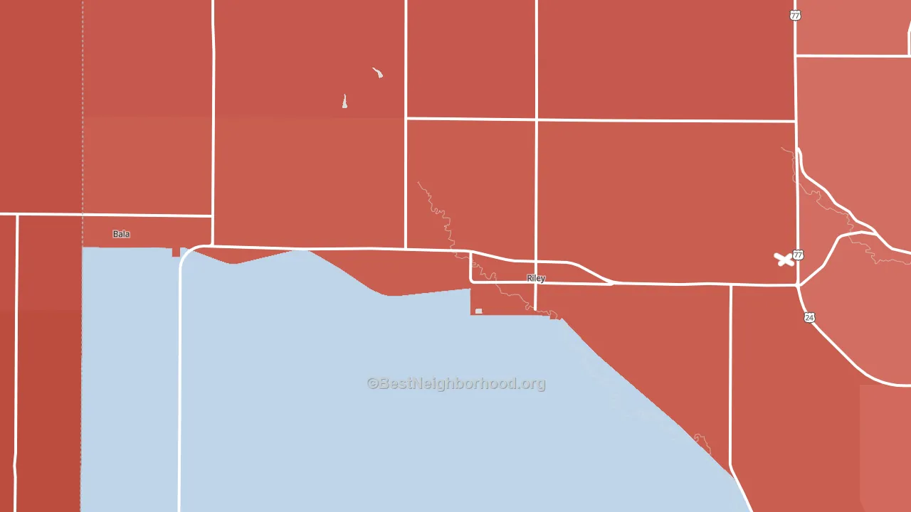 Riley, KS block-group political-lean map