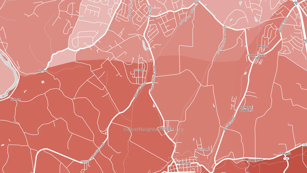 Rillton, PA block-group political-lean map