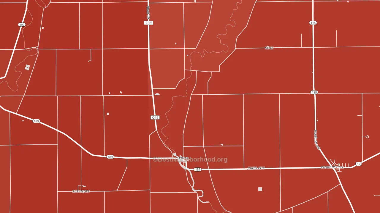Rimer, OH block-group political-lean map