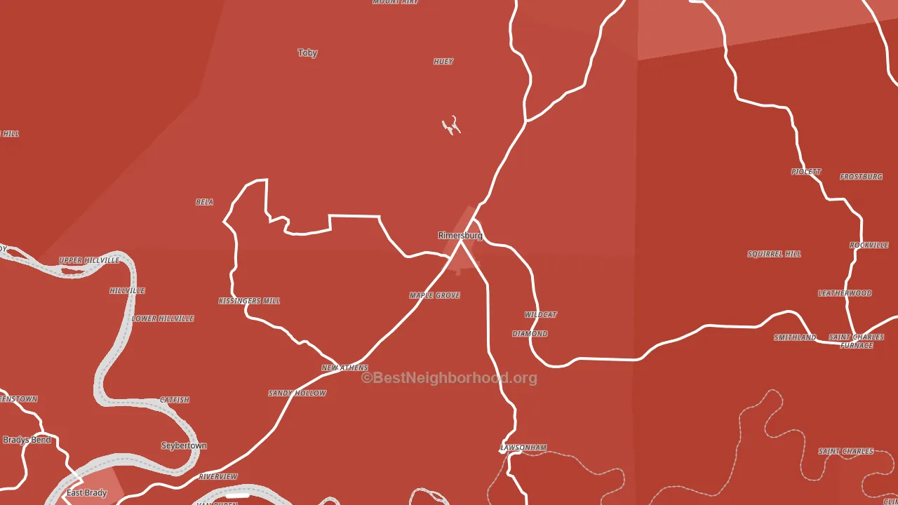 Rimersburg, PA block-group political-lean map