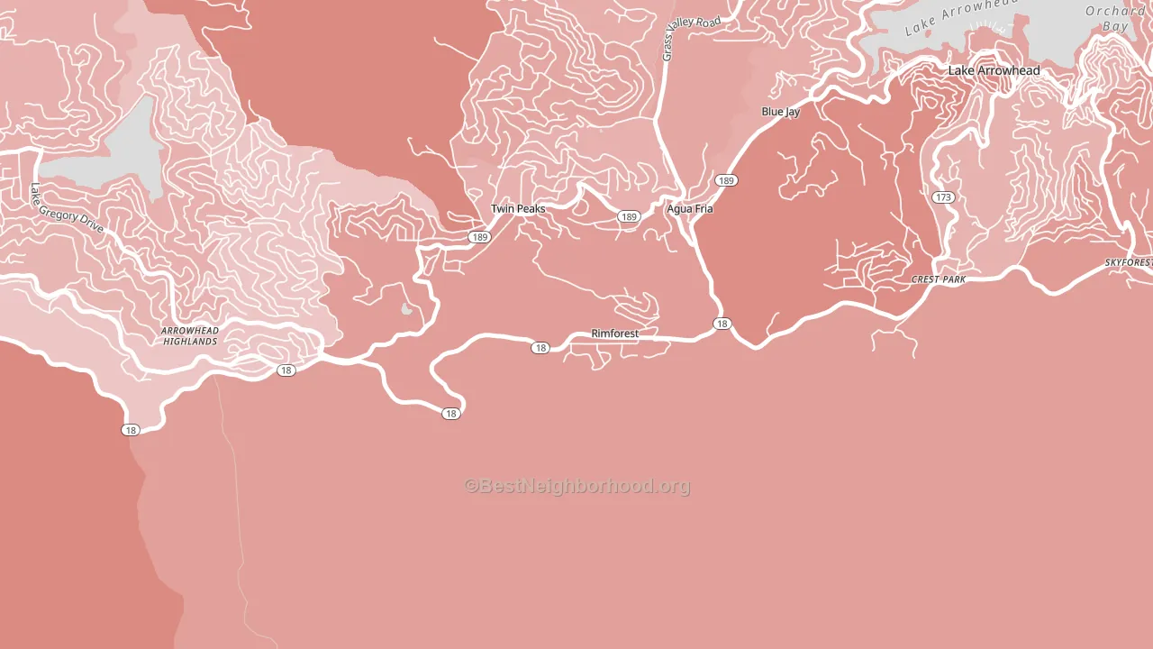 Rimforest, CA block-group political-lean map
