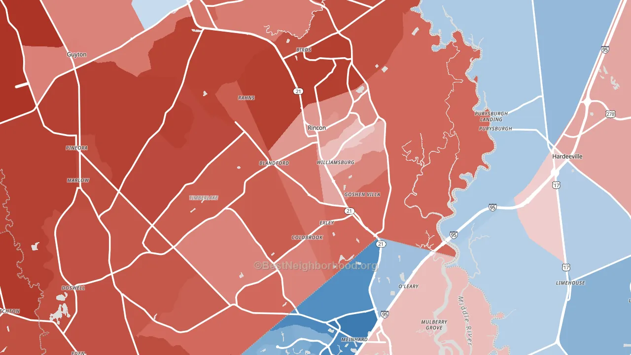 Rincon, GA block-group political-lean map