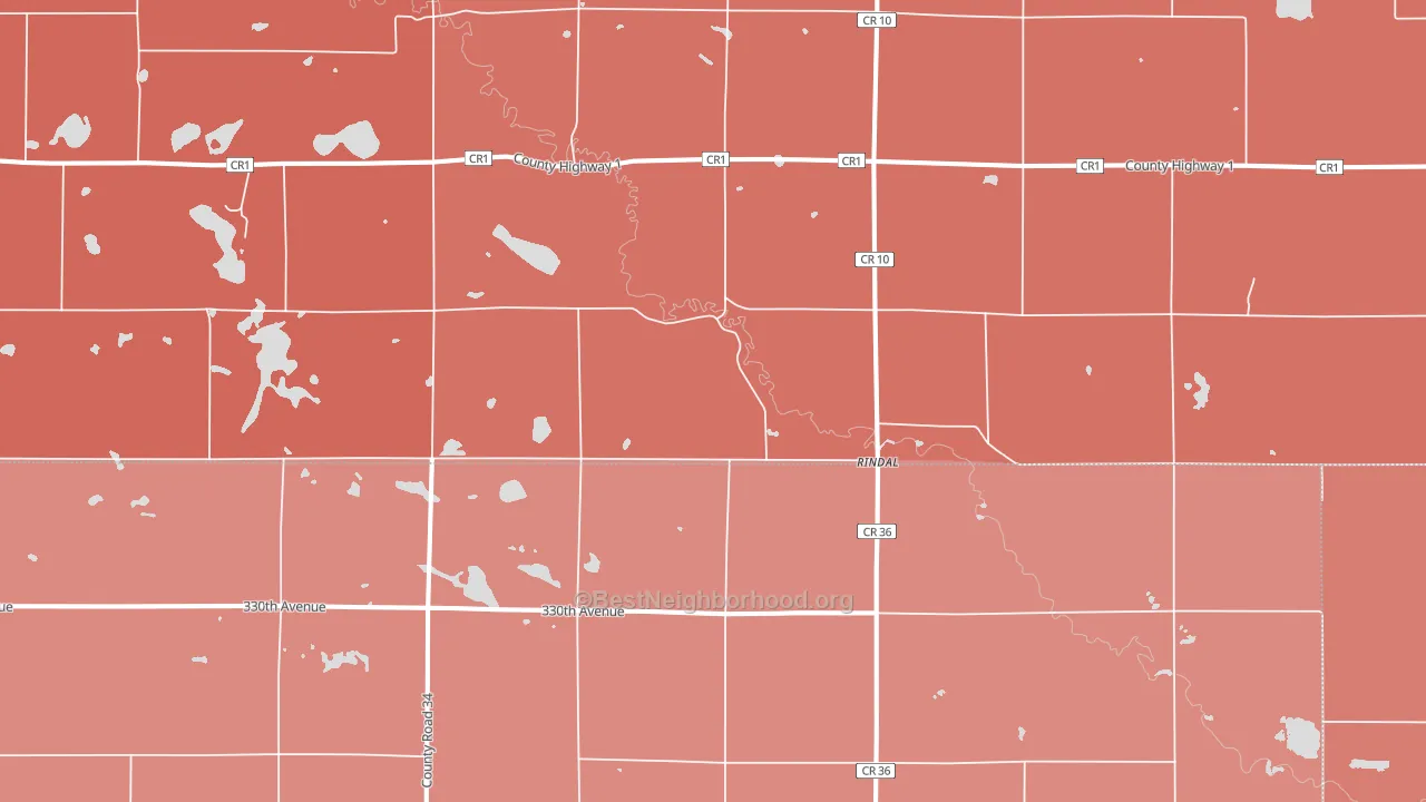 Rindal, MN block-group political-lean map