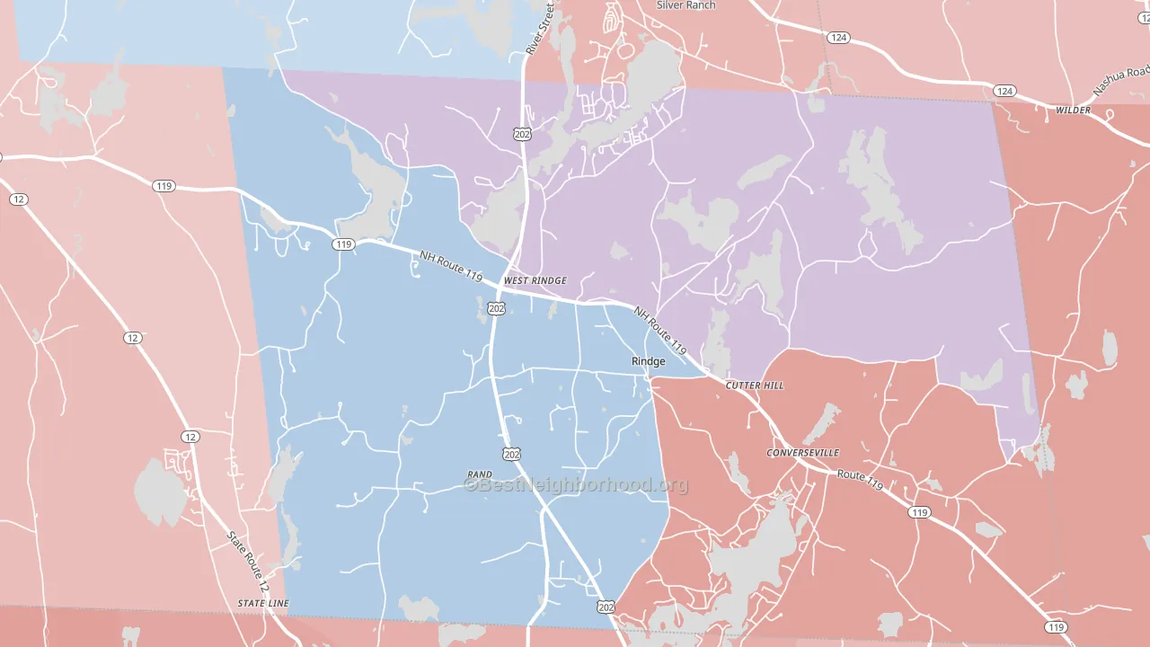Rindge, NH block-group political-lean map