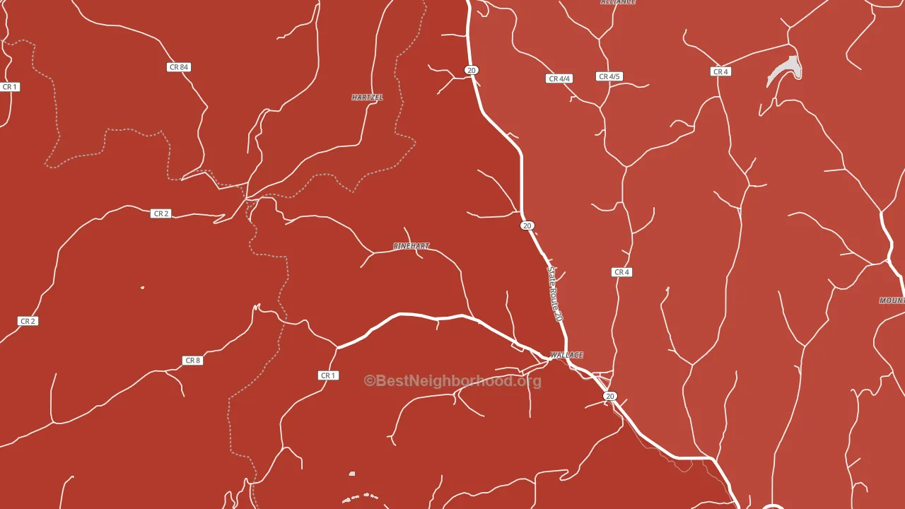 Rinehart, WV block-group political-lean map